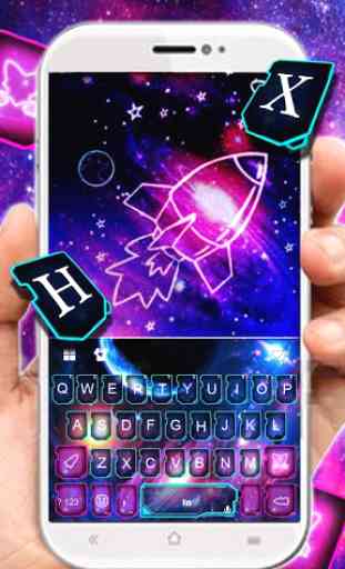 Galaxy Neon Rocket Tema de teclado 1