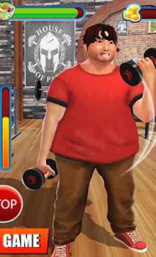 Entrenamiento niño gordo juego fitness musculación 3