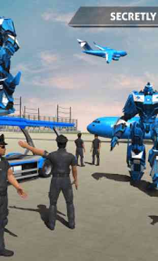 Police Robot Car Game - Transporte del avión 2