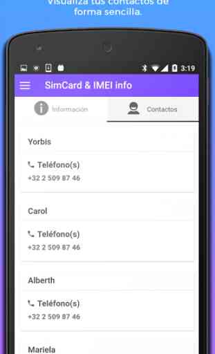 SIM info IMEI & Contactos 3