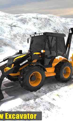 Snow Heavy Excavator Crane Rescue: Clean Roads 1