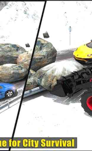 Snow Heavy Excavator Crane Rescue: Clean Roads 3