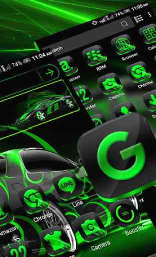 Neon Green Car Launcher Theme 4