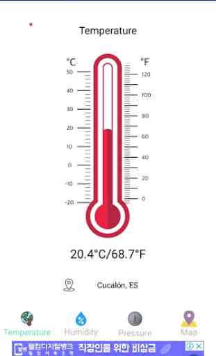Termómetro -Temperatura, humedad, barómetro, mapa 1