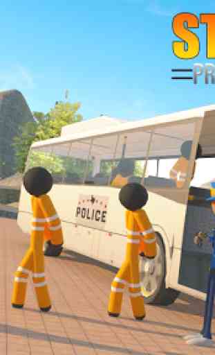 Transporte Stickman Prisionero Autobús Conducción 1