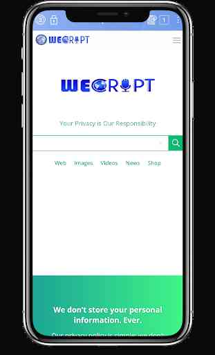 private, secured, safe & incognito: WECRIPT Search 1