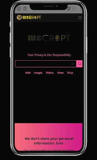 private, secured, safe & incognito: WECRIPT Search 3
