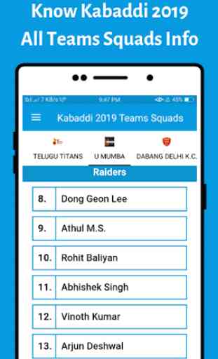 Kabaddi 2019 Teams Squads, Players List (Season 7) 3