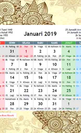 Kalender Jawa 2019 2