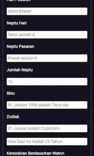 Kalkulator Weton Jawa Neptu Zodiak Shio Rezeki 3