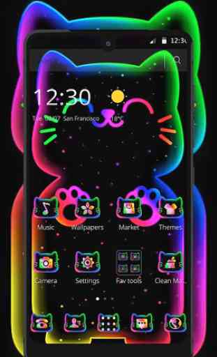 Colorful Neon Black Cat Theme 3