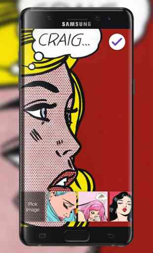 Pop Art Woman Girl Cyan Pink Hair Lock Screen 3