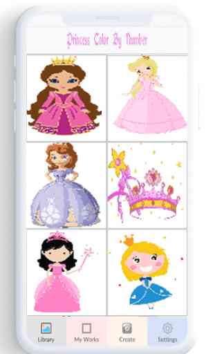Princesa color por número, princesa para colorear 1