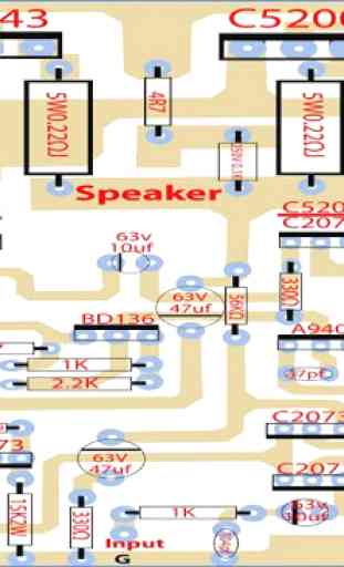diagrama de la placa de circuito del amplificador 4