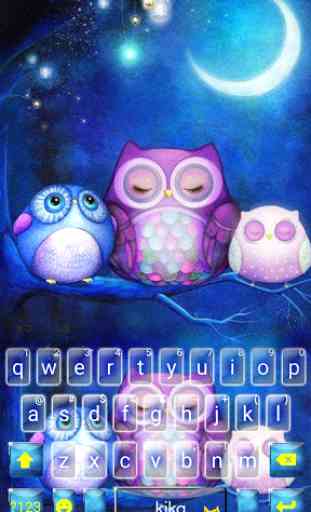 Starry Night Cute Owl Tema de teclado 1