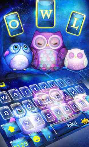 Starry Night Cute Owl Tema de teclado 2