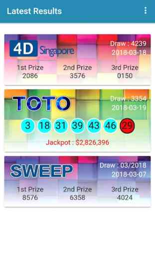 4D TOTO SWEEP Live Lotto results tool @ SG 1