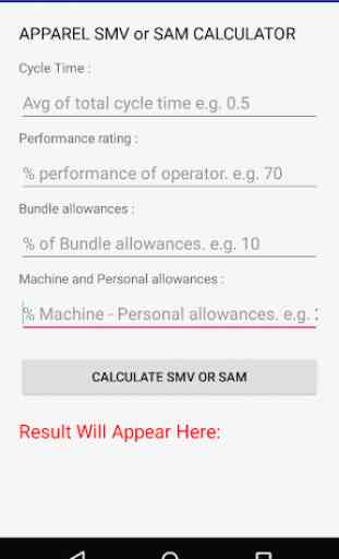 Apparel SMV or SAM Calculator 1
