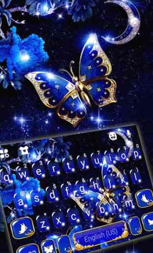Blue Fancy Butterfly Tema de teclado 1