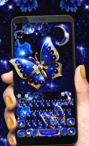 Blue Fancy Butterfly Tema de teclado 2