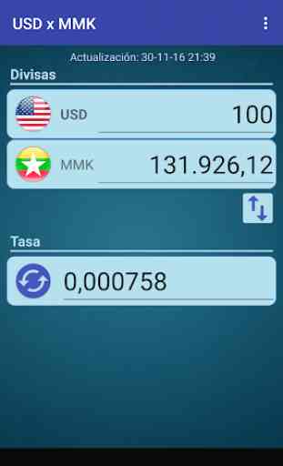Dólar USA x Kyat birmano 1