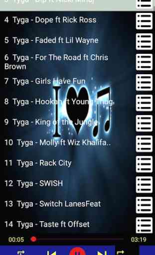 Las canciones de Tyga sin internet. 1
