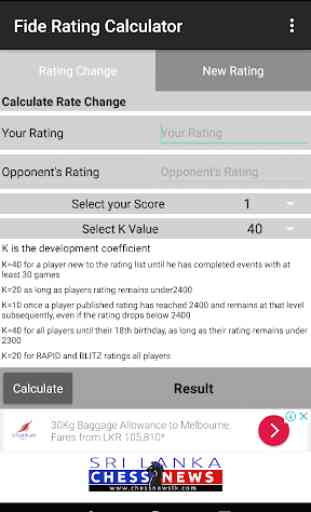 Chess Fide Rating Calculator 1