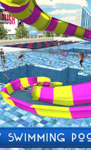 nadando piscina verano divertido: toboganes de agu 1