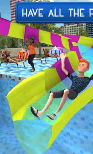 nadando piscina verano divertido: toboganes de agu 3