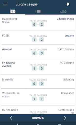 Results for Europe League 1