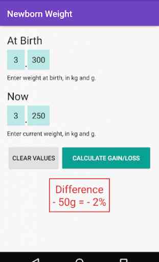 Newborn Baby Weight Loss / Weight Gain Calculator 2