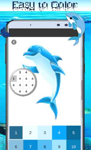 Dolphin Coloring: Color By Number-Pixel Art 3