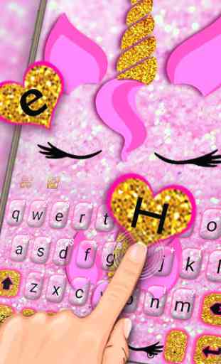 Pink Glisten Unicorn Cat Tema de teclado 2