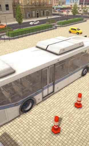 Moderno Autobús Conducción Clásico Estacionamiento 1