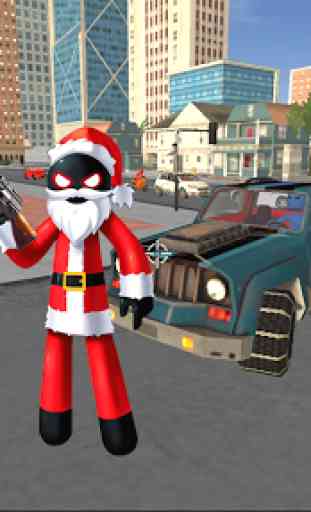 Santa Claus Stickman Rope Hero Gangstar Crime 4