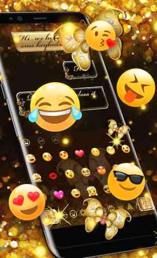 SMS Gold Butterfly Shining Keyboard Theme 3