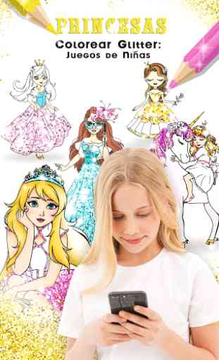 Princesas Colorear Glitter: Juegos de Niñas 1