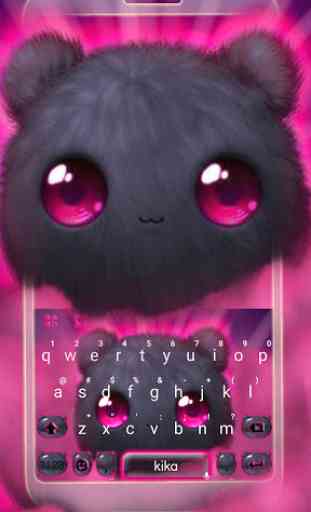 Cute Fluffy Black Cat Tema de teclado 1
