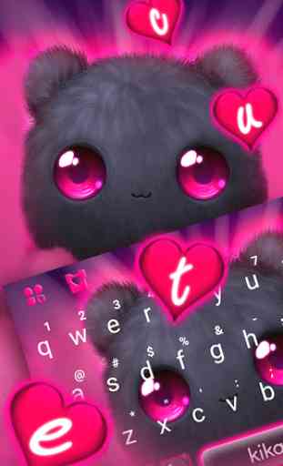Cute Fluffy Black Cat Tema de teclado 2
