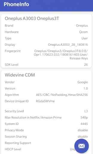 PhoneInfo: Basic, Widevine and ClearKey DRM Detail 1