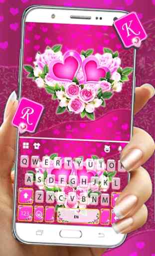 Pink Rose Flower Tema de teclado 1