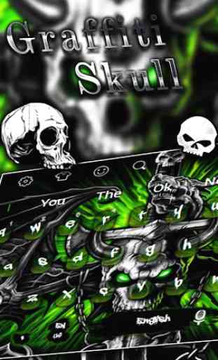 Verde metal gotico graffiti Skull tema 2