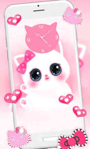 Pink Cute Kitty 3D Live Lock Screen Wallpapers 1