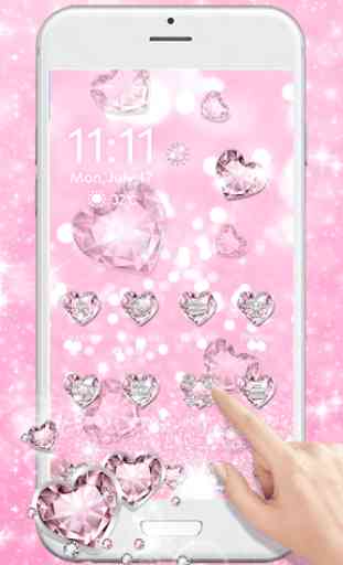 Pink Glitter Diamond 3D Live Lock Screen Wallpaper 1