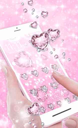 Pink Glitter Diamond 3D Live Lock Screen Wallpaper 2