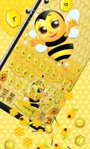 3D Cute Honey Bee Gravity Keyboard Theme 2