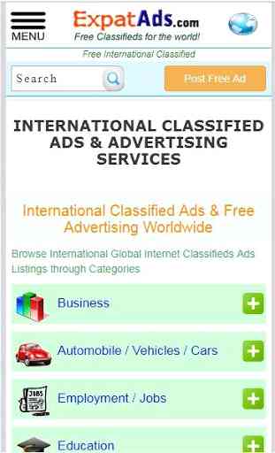 Free International Classifieds Ad App ExpatAds.com 1