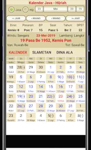 Kalender Djowo - Hijriah 1