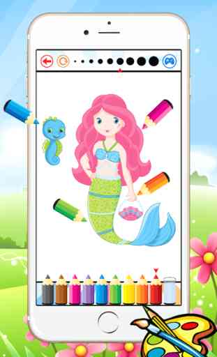 Princesa y sirena para colorear libro - Todo en 1 Dibujo Mar 3