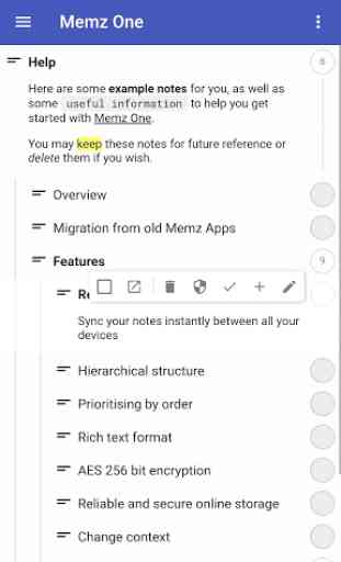 Memz One - Hierarchical Notepad, Rich Text Editor 2